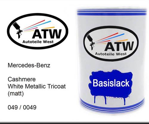 Mercedes-Benz, Cashmere White Metallic Tricoat (matt), 049 / 0049: 500ml Lackdose, von ATW Autoteile West.